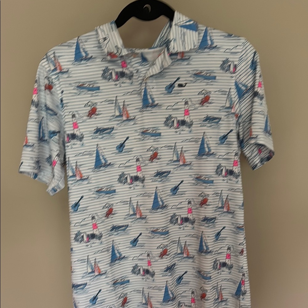 Vineyard Vines Nautical Blue and White Polo